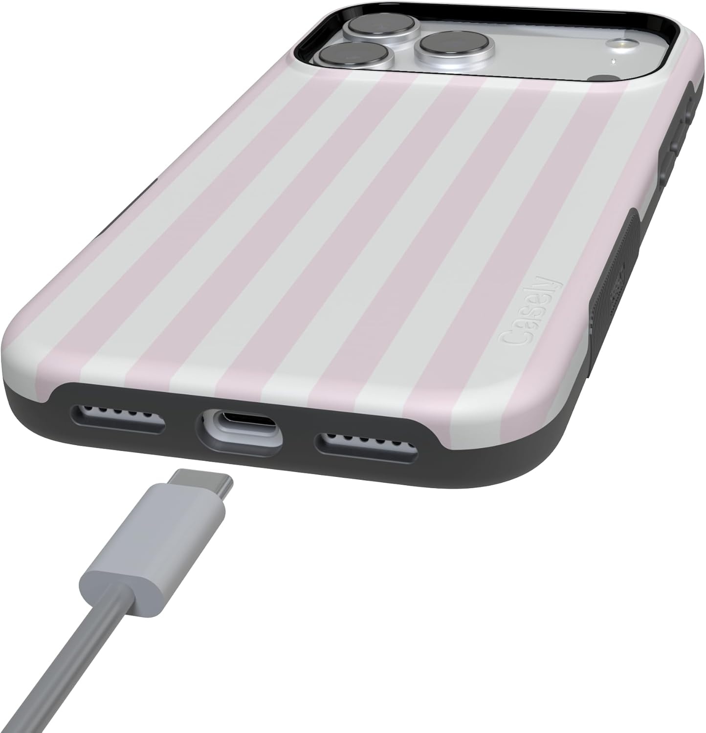 image:imageCasely iPhone 17 Pro Max Case Pink Stripes Sunday Best Bold Protective Design Compatible with MagSafe