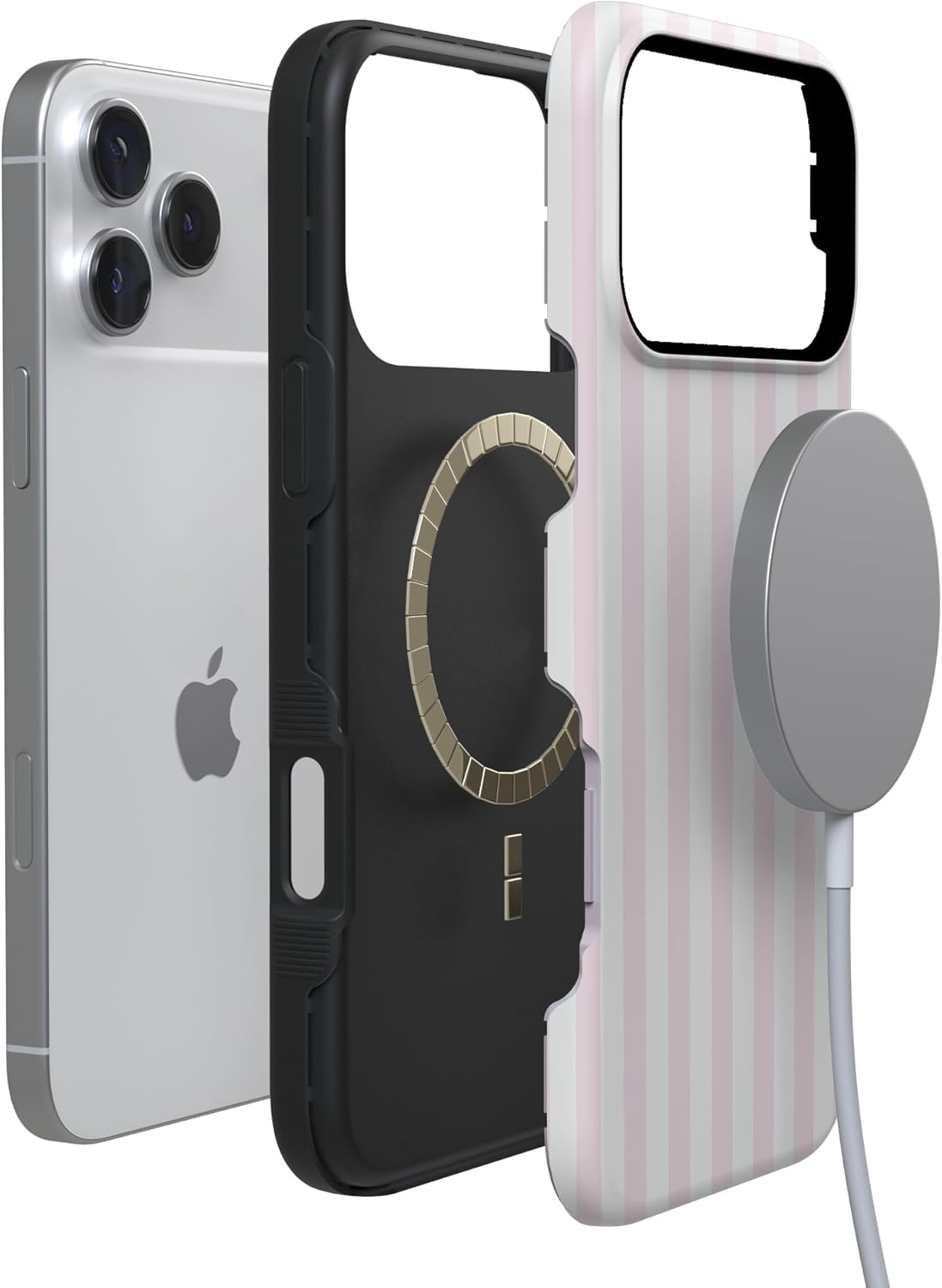 image:imageCasely iPhone 17 Pro Max Case Pink Stripes Sunday Best Bold Protective Design Compatible with MagSafe