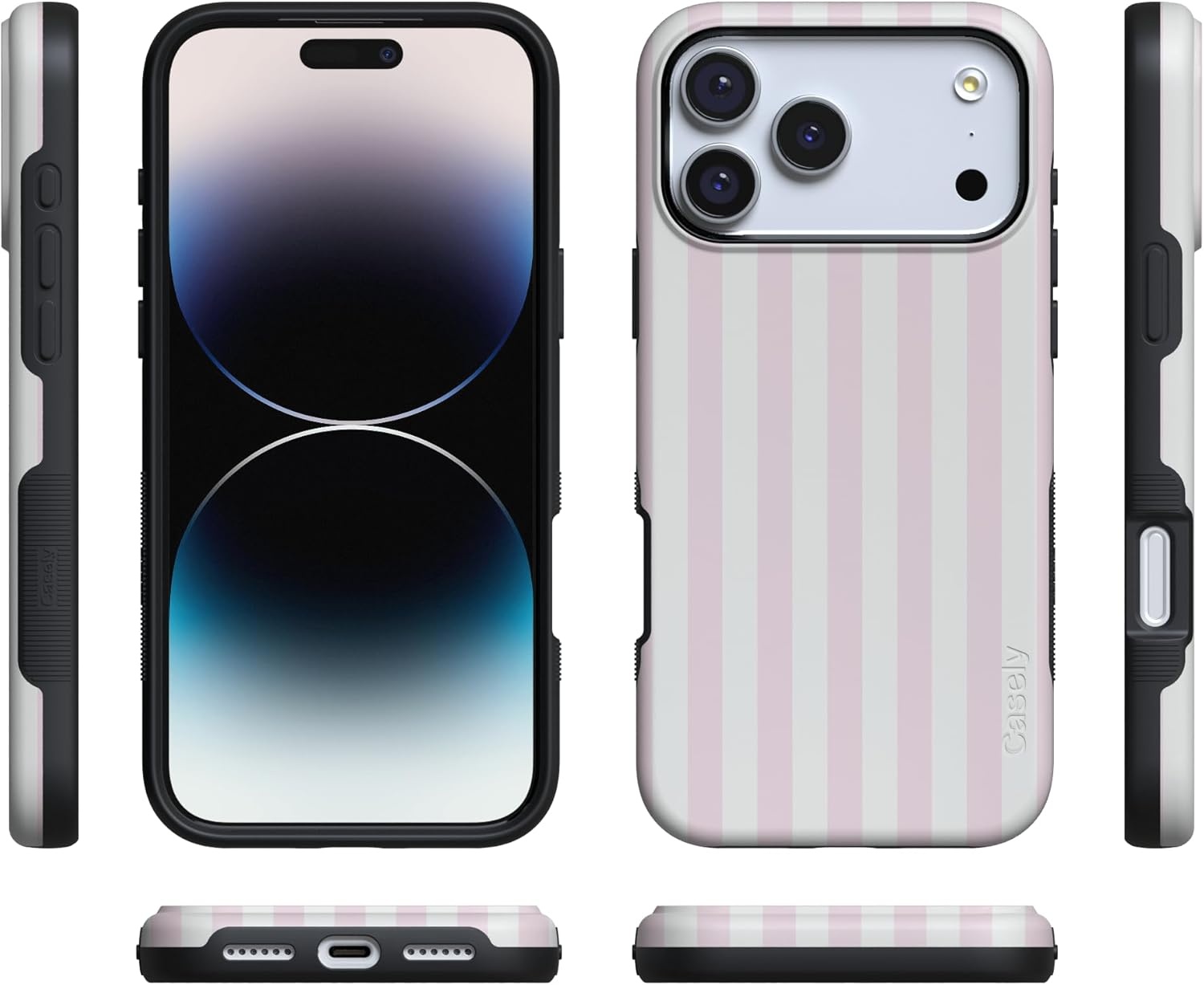 image:imageCasely iPhone 17 Pro Max Case Pink Stripes Sunday Best Bold Protective Design Compatible with MagSafe