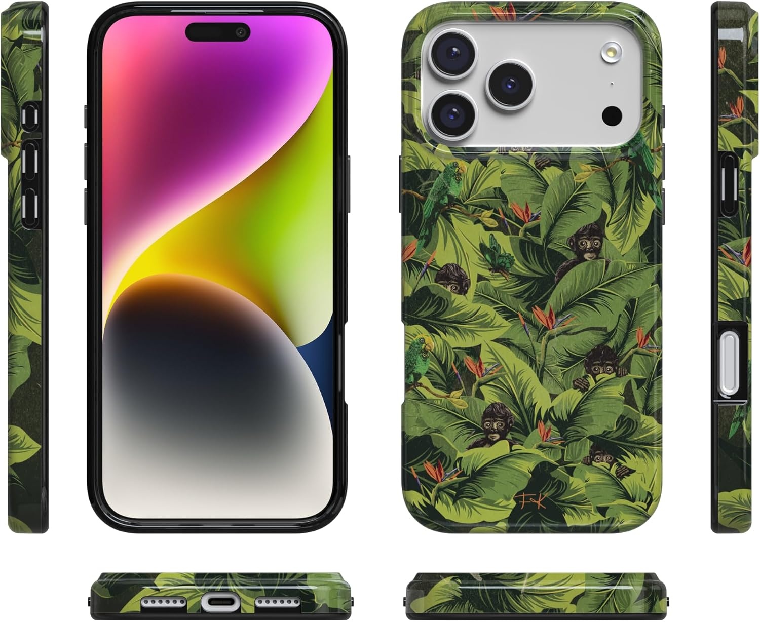 image:imageCasely iPhone 17 Pro Max Case Sneaky Monkeys Frida Kahlo Jungle Floral Compatible with MagSafe Classic Ultra Thin Design