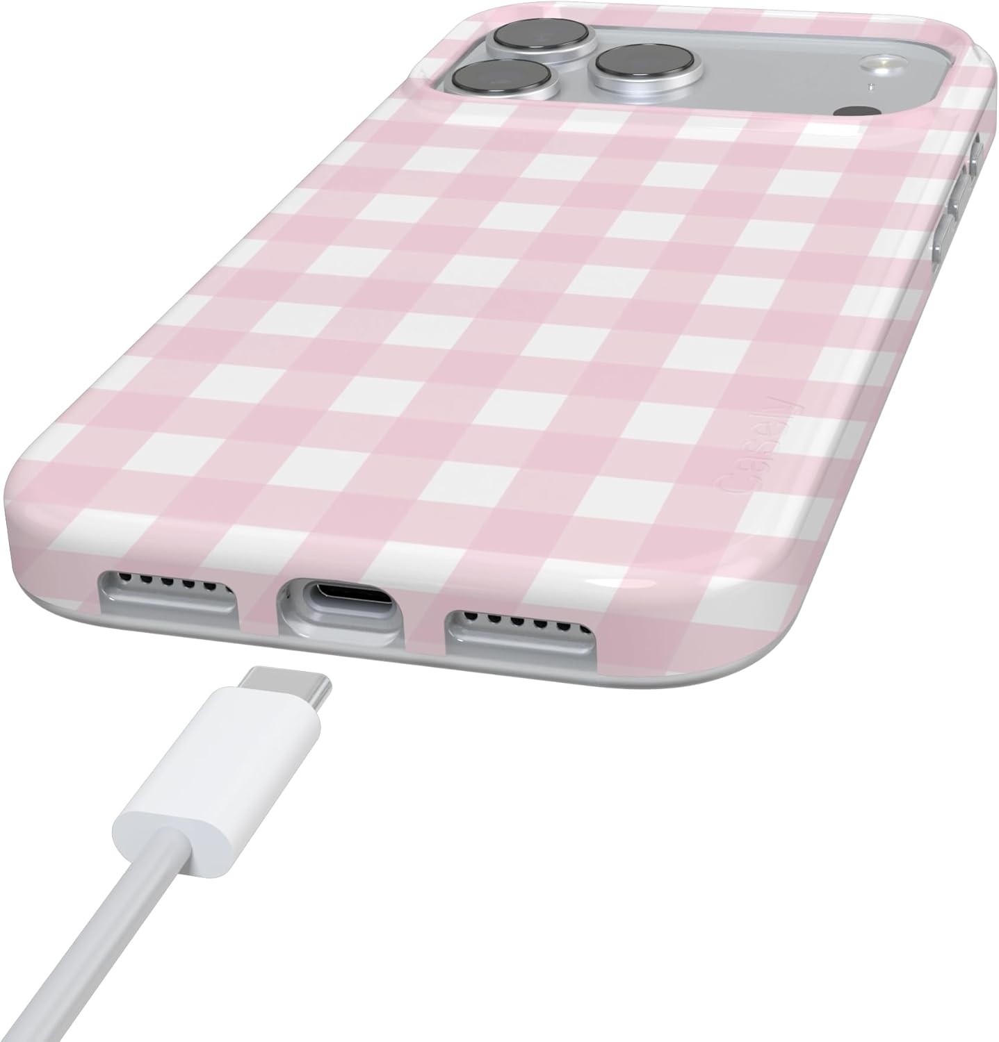 image:imageCasely iPhone 17 Pro Max Case Sunday Best Pink Plaid Compatible with MagSafe Classic Ultra Slim Design