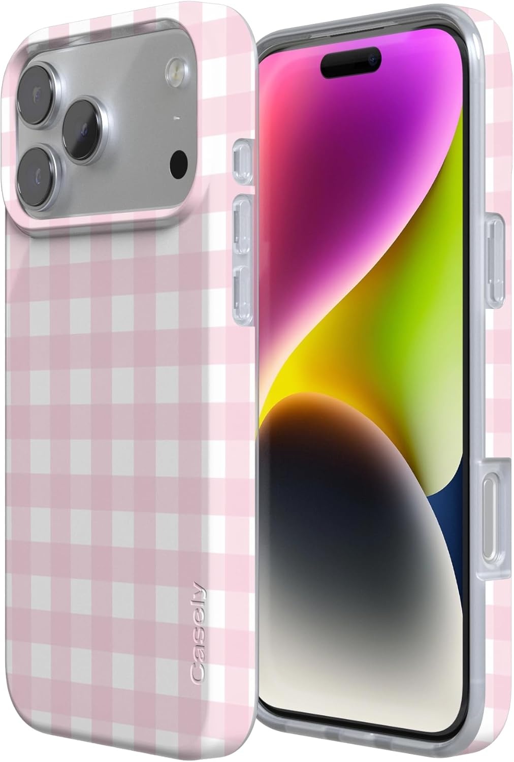 image:imageCasely iPhone 17 Pro Max Case Sunday Best Pink Plaid Compatible with MagSafe Classic Ultra Slim Design
