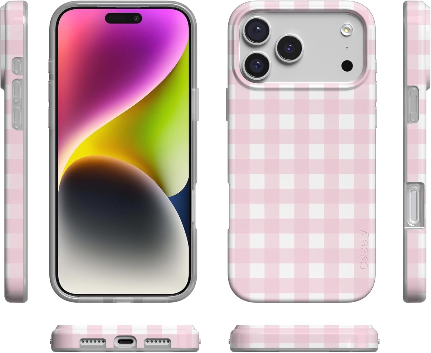 image:imageCasely iPhone 17 Pro Max Case Sunday Best Pink Plaid Compatible with MagSafe Classic Ultra Slim Design