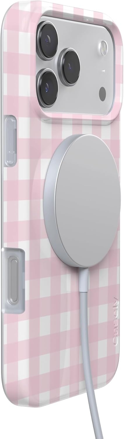 image:imageCasely iPhone 17 Pro Max Case Sunday Best Pink Plaid Compatible with MagSafe Classic Ultra Slim Design