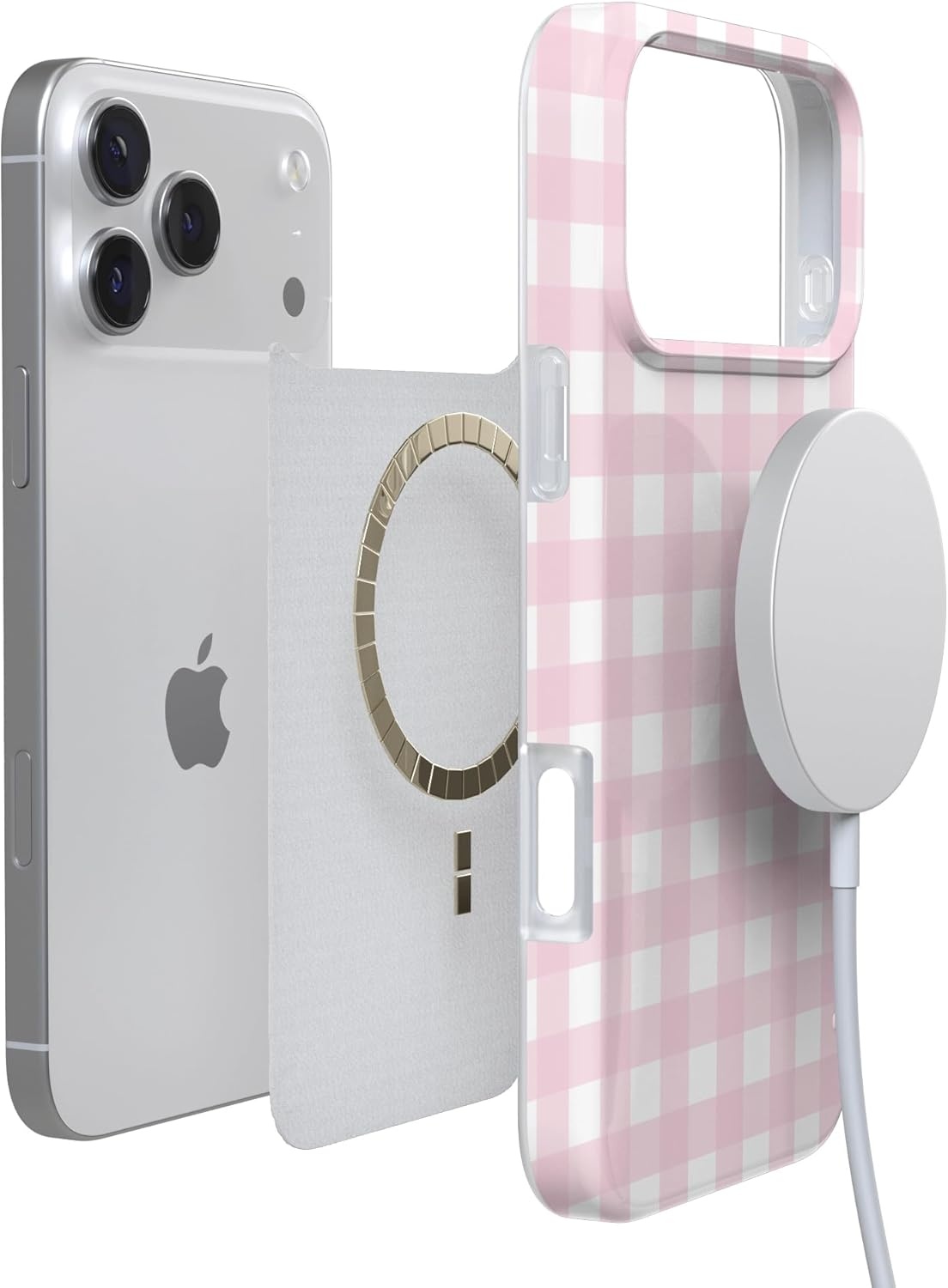 image:imageCasely iPhone 17 Pro Max Case Sunday Best Pink Plaid Compatible with MagSafe Classic Ultra Slim Design