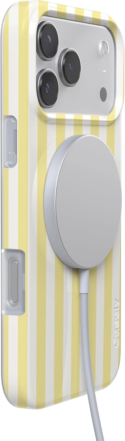 image:imageCasely iPhone 17 Pro Max Case Sunday Best Yellow Stripes Compatible with MagSafe Classic Ultra Slim Design