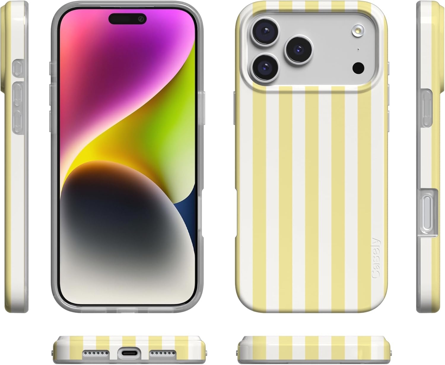 image:imageCasely iPhone 17 Pro Max Case Sunday Best Yellow Stripes Compatible with MagSafe Classic Ultra Slim Design