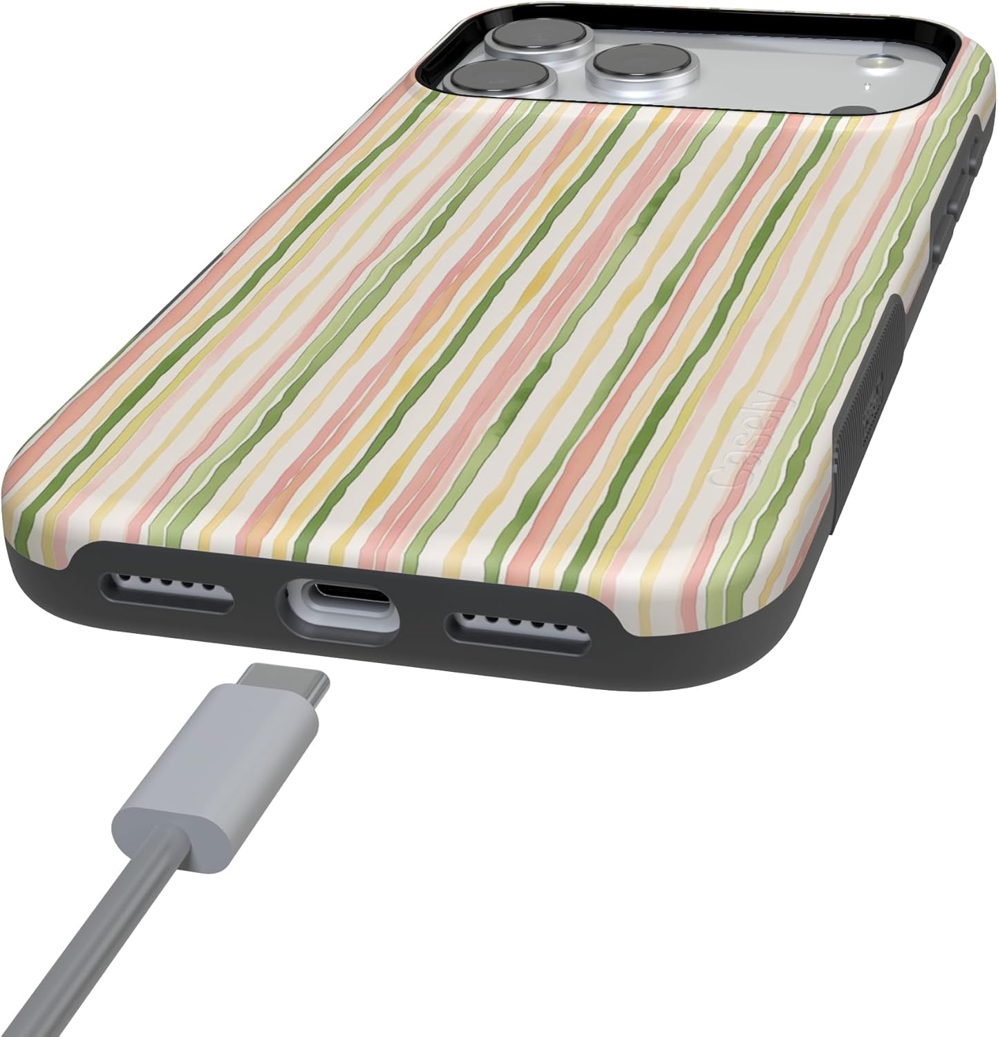 image:imageCasely iPhone 17 Pro Max Case Sweet Stripes Rainbow Pastel Bold Protective Design Compatible with MagSafe