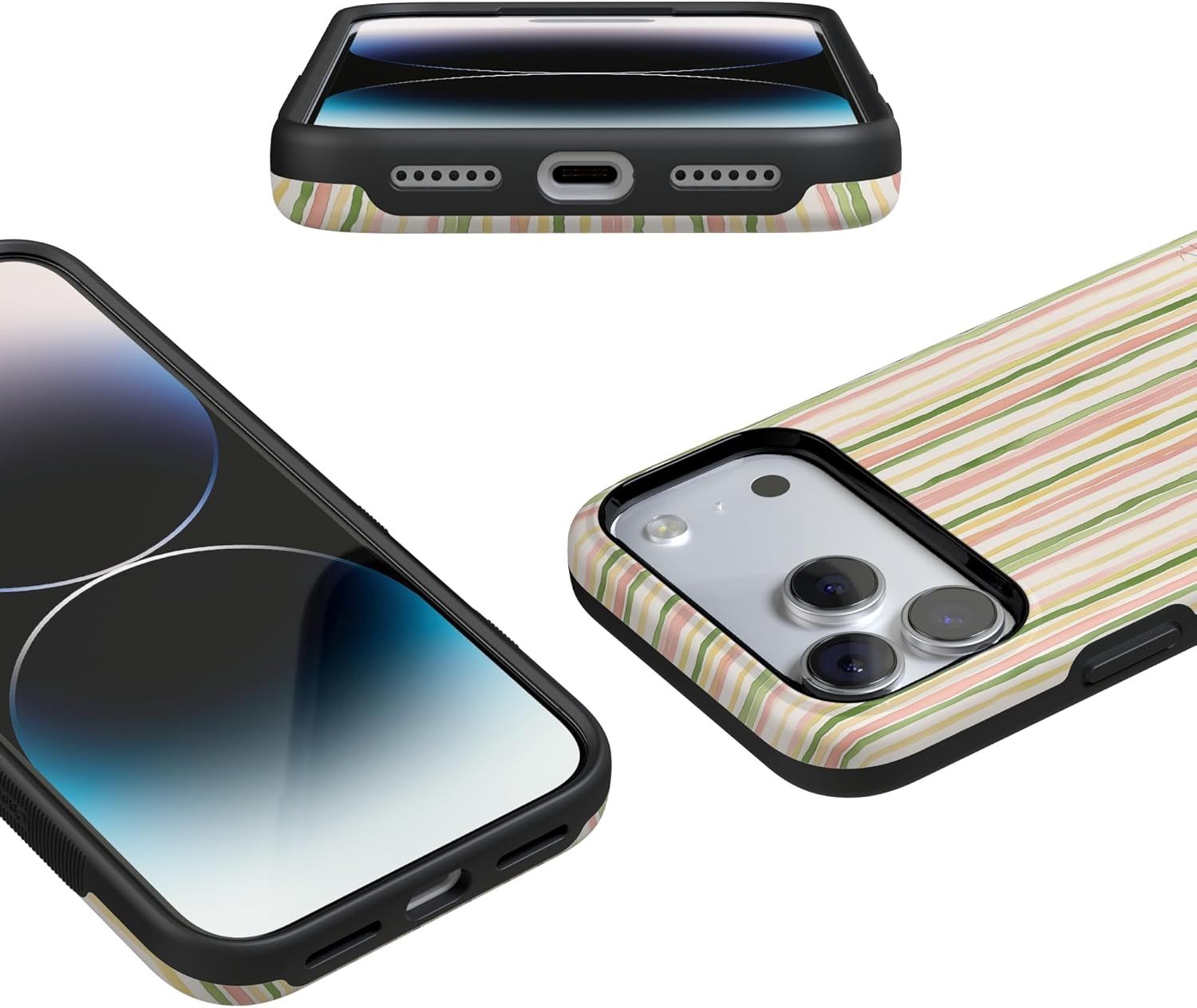 image:imageCasely iPhone 17 Pro Max Case Sweet Stripes Rainbow Pastel Bold Protective Design Compatible with MagSafe