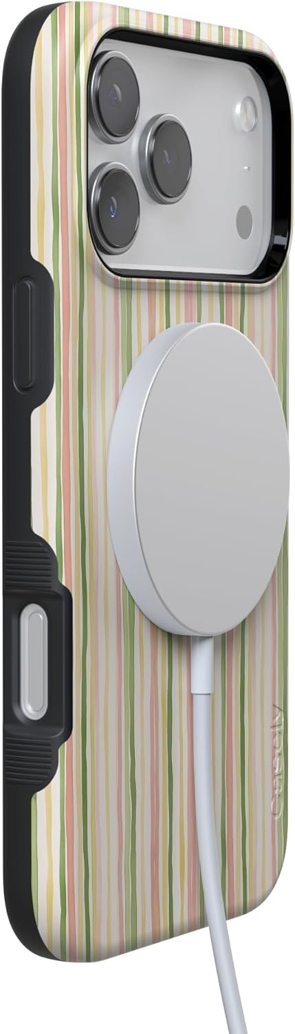 image:imageCasely iPhone 17 Pro Max Case Sweet Stripes Rainbow Pastel Bold Protective Design Compatible with MagSafe