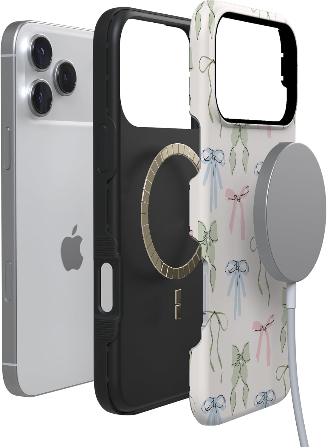image:imageCasely iPhone 17 Pro Max Case Whimsy Girlie Pastel Bows Bold Protective Design Compatible with MagSafe