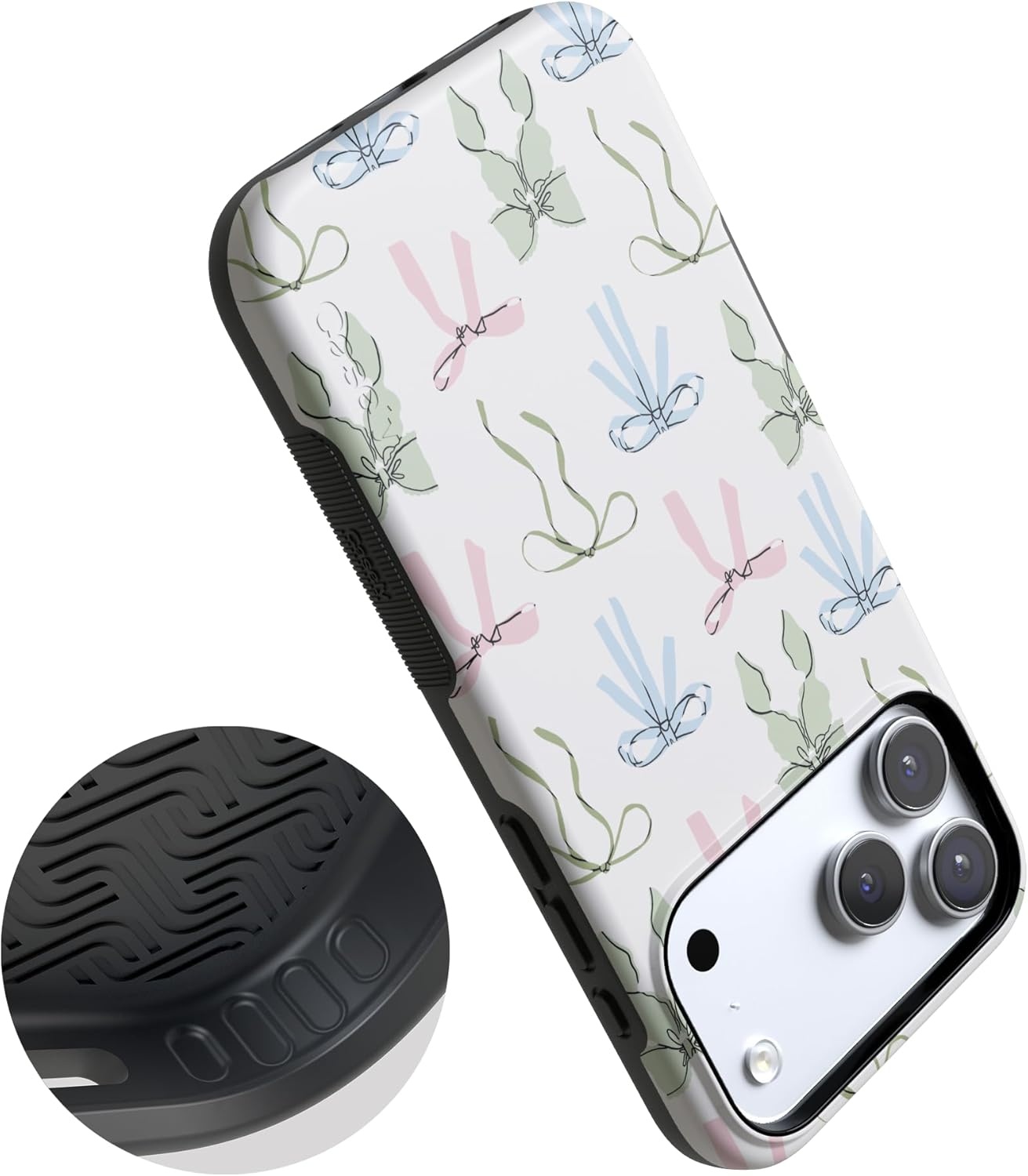 image:imageCasely iPhone 17 Pro Max Case Whimsy Girlie Pastel Bows Bold Protective Design Compatible with MagSafe