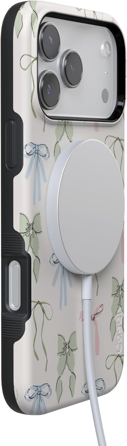 image:imageCasely iPhone 17 Pro Max Case Whimsy Girlie Pastel Bows Bold Protective Design Compatible with MagSafe