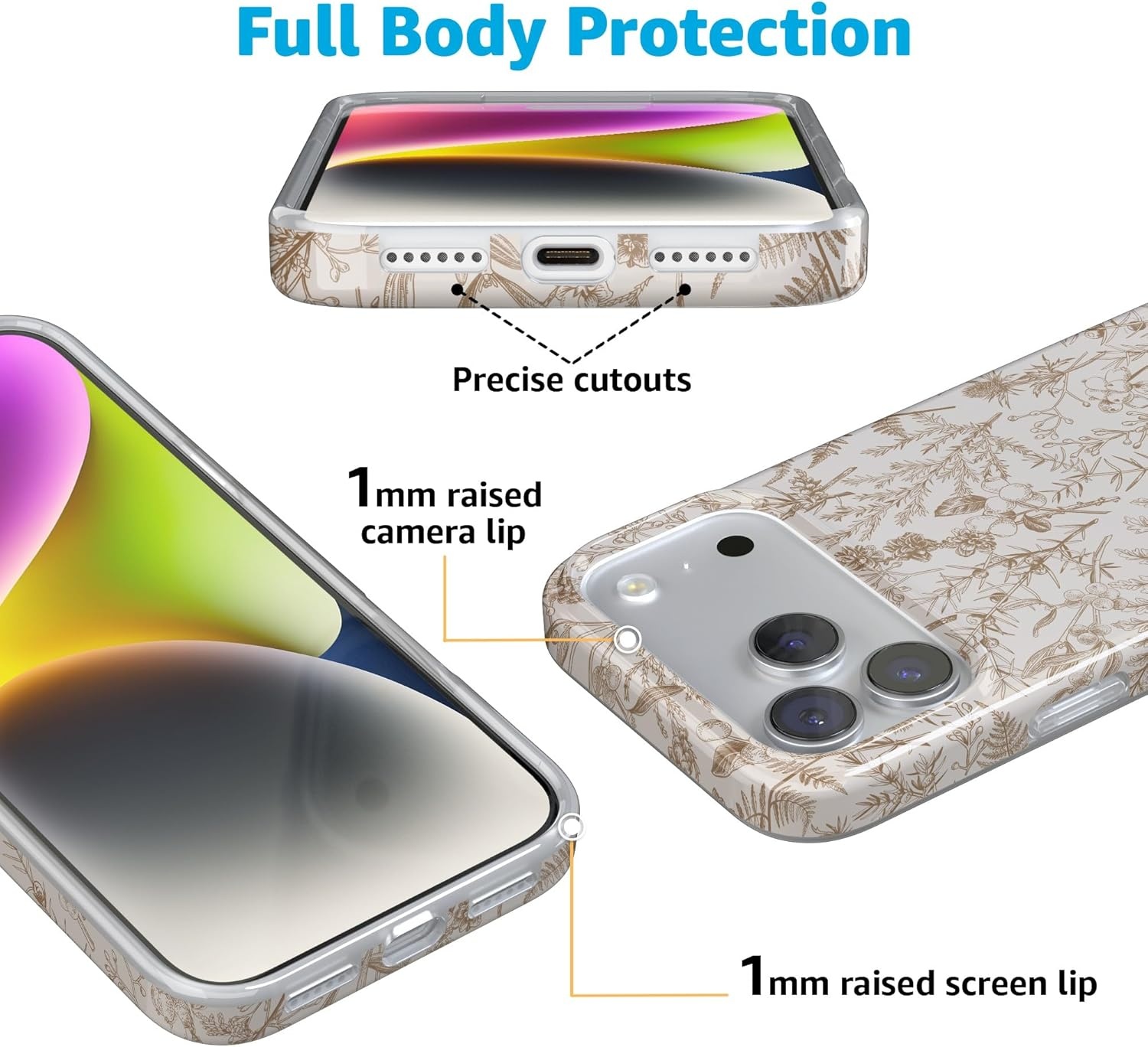 image:imageCasely iPhone 17 Pro Max Case Youre Dinomite Green Dinosaur Compatible with MagSafe Classic Ultra Thin DesignBeige Garden Neutral Floral