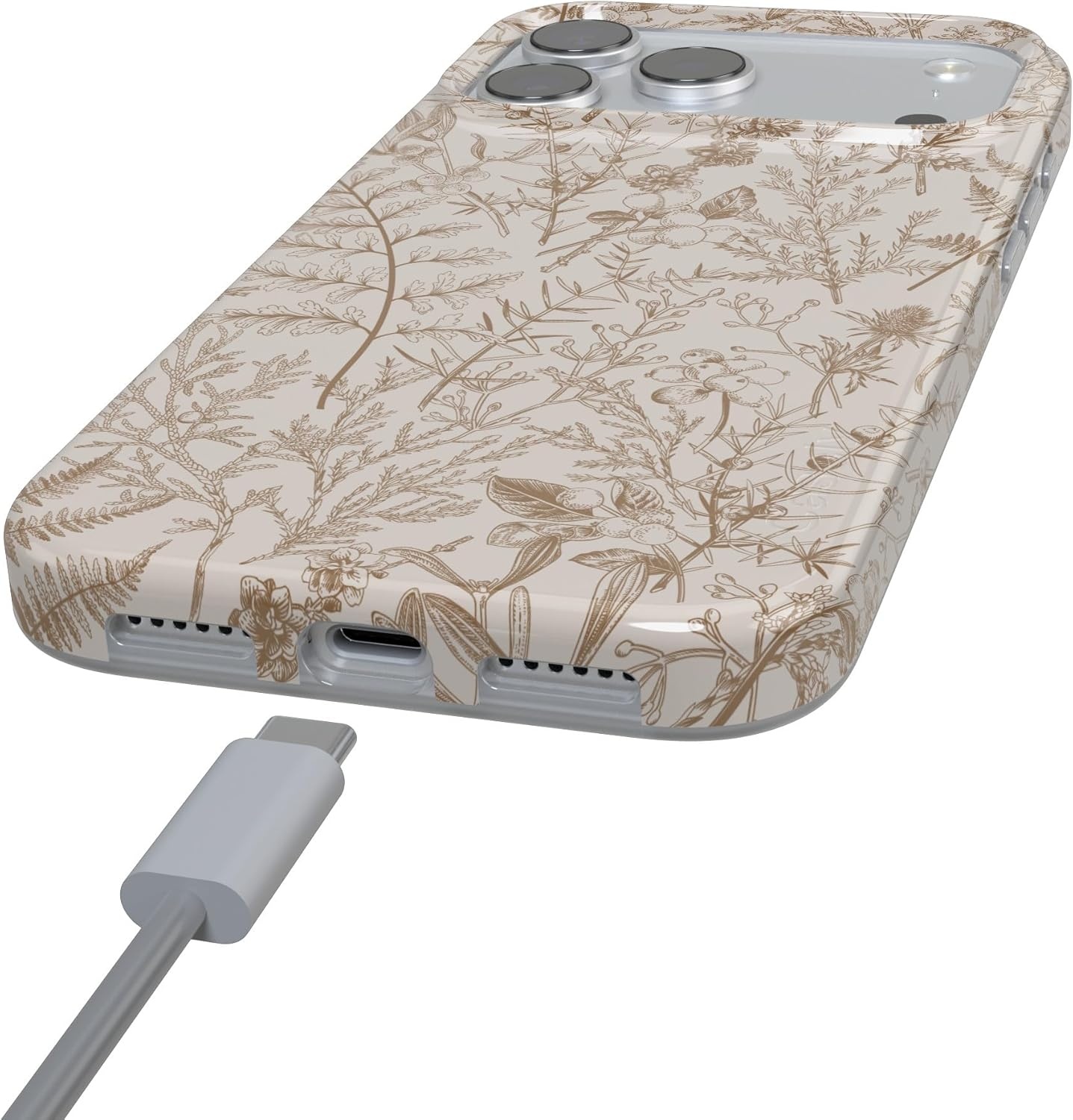 image:imageCasely iPhone 17 Pro Max Case Youre Dinomite Green Dinosaur Compatible with MagSafe Classic Ultra Thin DesignBeige Garden Neutral Floral