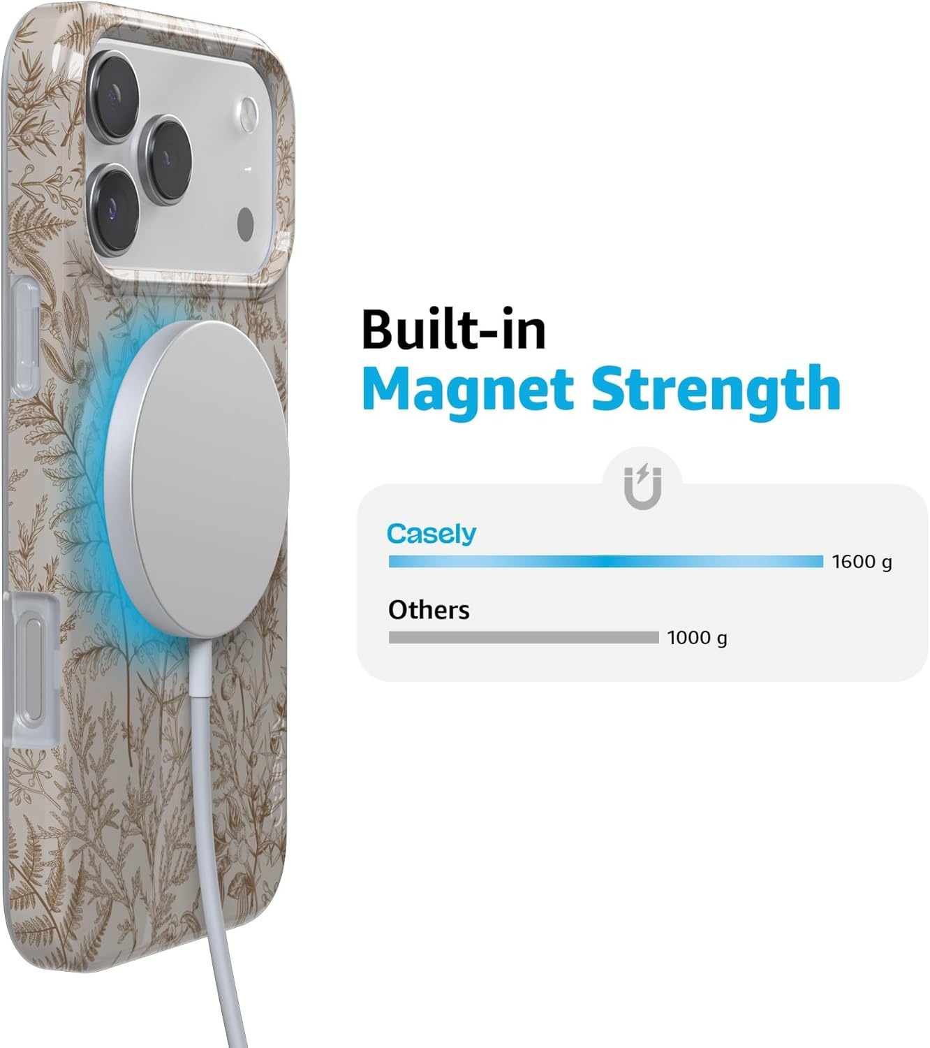 image:imageCasely iPhone 17 Pro Max Case Youre Dinomite Green Dinosaur Compatible with MagSafe Classic Ultra Thin DesignBeige Garden Neutral Floral