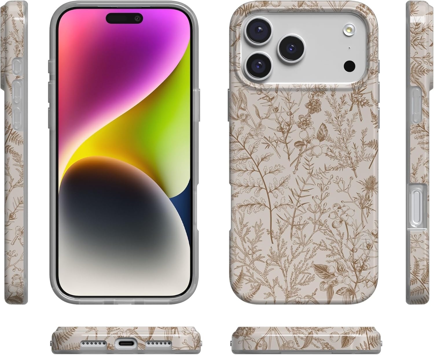 image:imageCasely iPhone 17 Pro Max Case Youre Dinomite Green Dinosaur Compatible with MagSafe Classic Ultra Thin DesignBeige Garden Neutral Floral