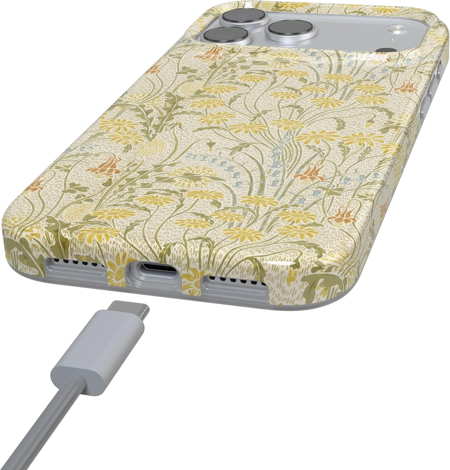 image:imageCasely iPhone 17 Pro Max Case Youre Dinomite Green Dinosaur Compatible with MagSafe Classic Ultra Thin DesignBoho Blooms Golden Floral
