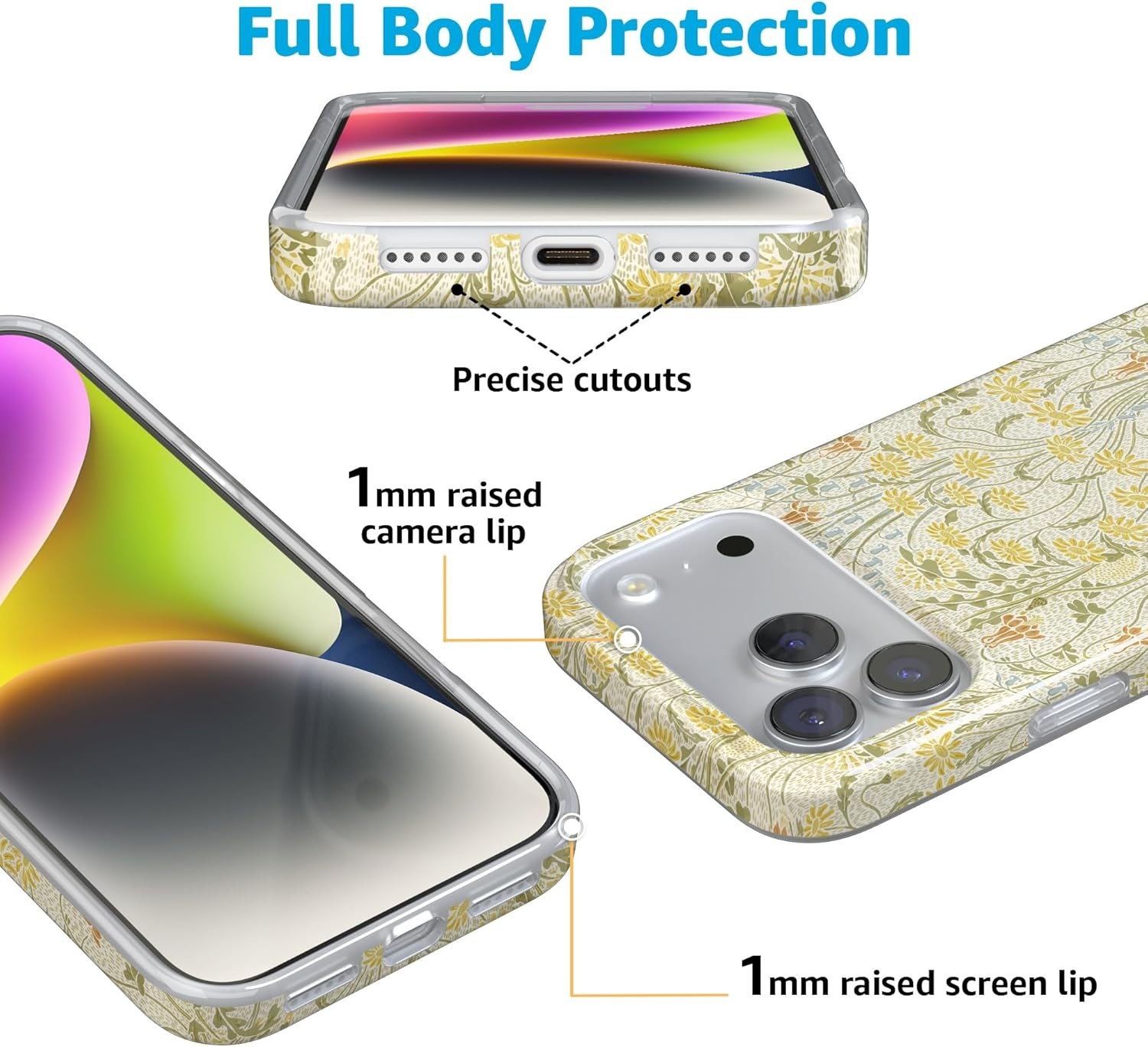 image:imageCasely iPhone 17 Pro Max Case Youre Dinomite Green Dinosaur Compatible with MagSafe Classic Ultra Thin DesignBoho Blooms Golden Floral