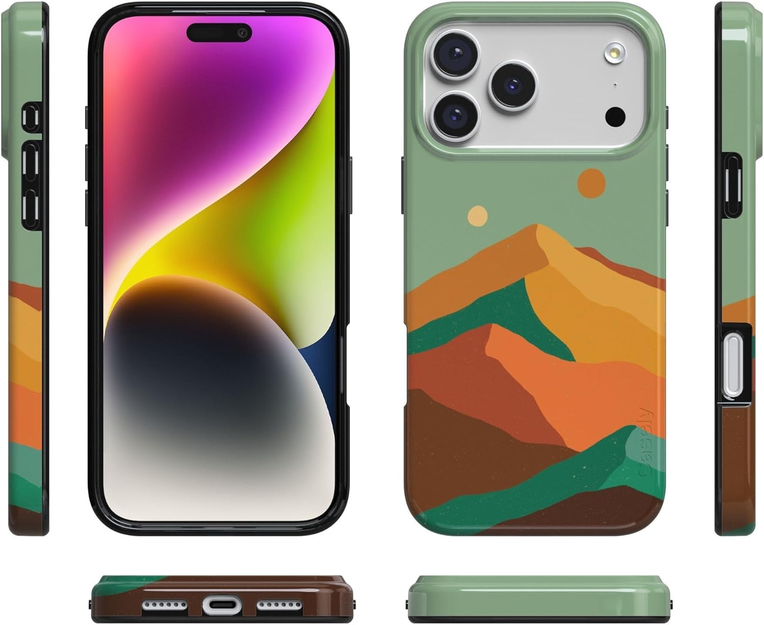 image:imageCasely iPhone 17 Pro Max Case Youre Dinomite Green Dinosaur Compatible with MagSafe Classic Ultra Thin DesignEndless Peaks Colorblock Mountain