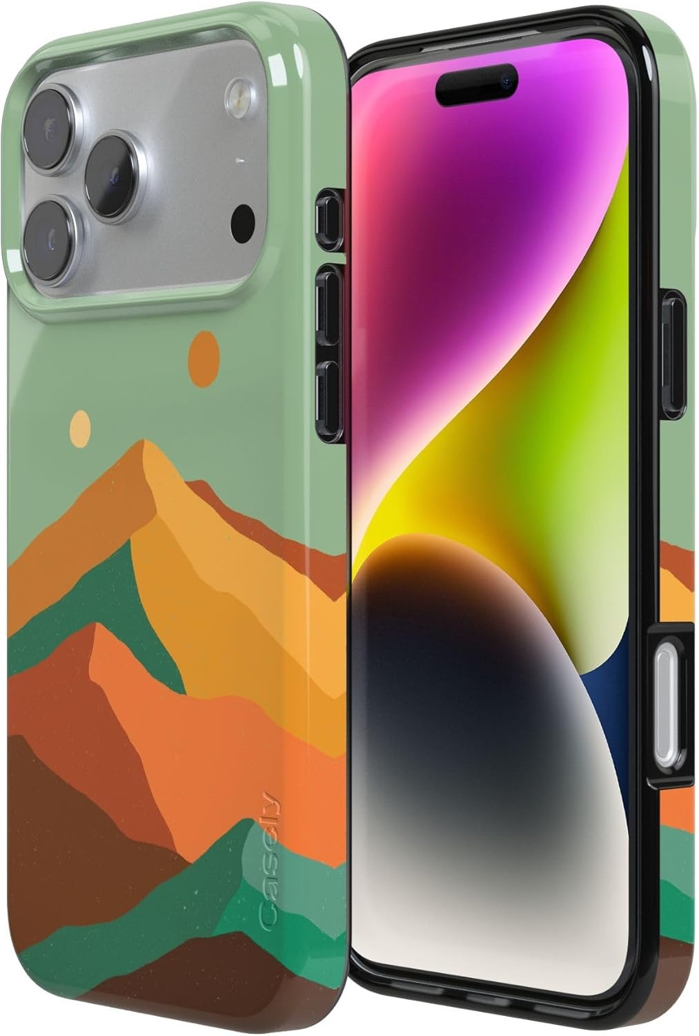 image:imageCasely iPhone 17 Pro Max Case Youre Dinomite Green Dinosaur Compatible with MagSafe Classic Ultra Thin DesignEndless Peaks Colorblock Mountain