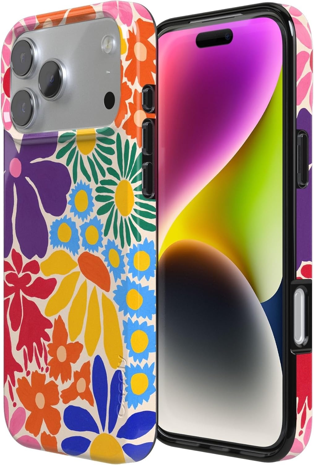 image:imageCasely iPhone 17 Pro Max Case Youre Dinomite Green Dinosaur Compatible with MagSafe Classic Ultra Thin DesignFlower Patch MultiColor Floral