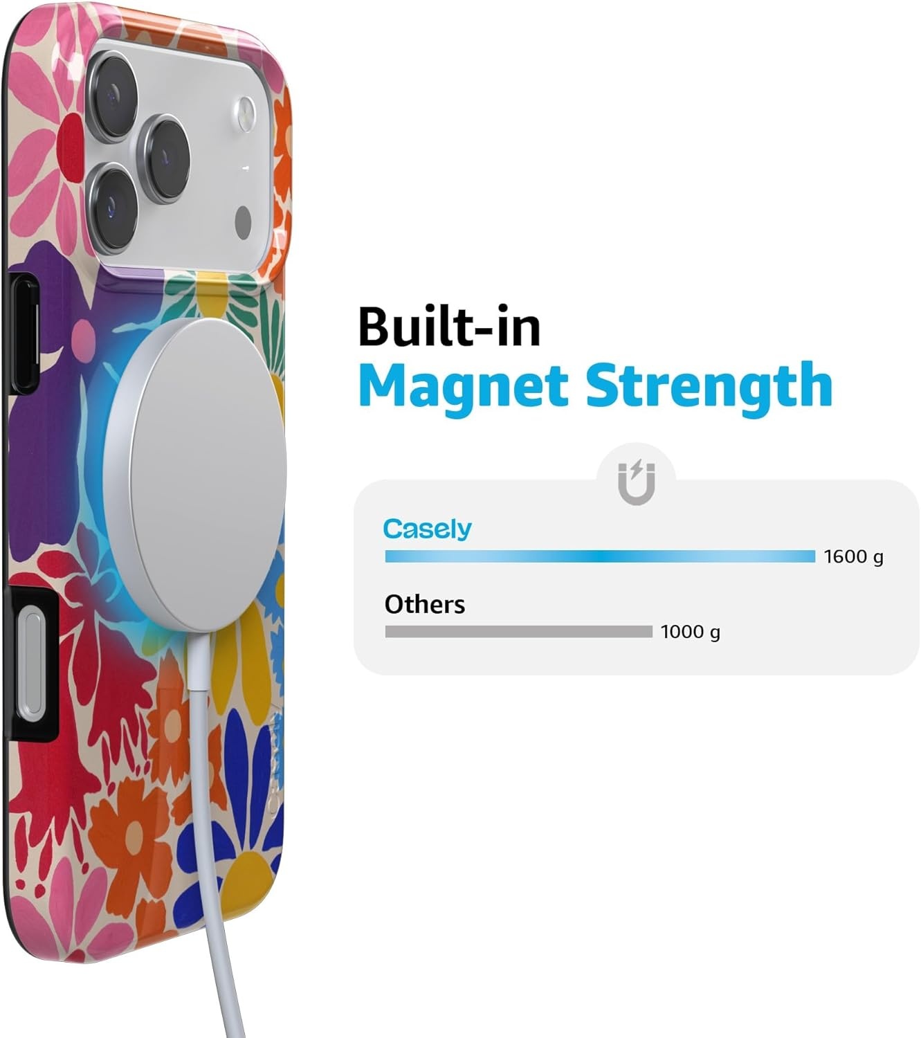 image:imageCasely iPhone 17 Pro Max Case Youre Dinomite Green Dinosaur Compatible with MagSafe Classic Ultra Thin DesignFlower Patch MultiColor Floral