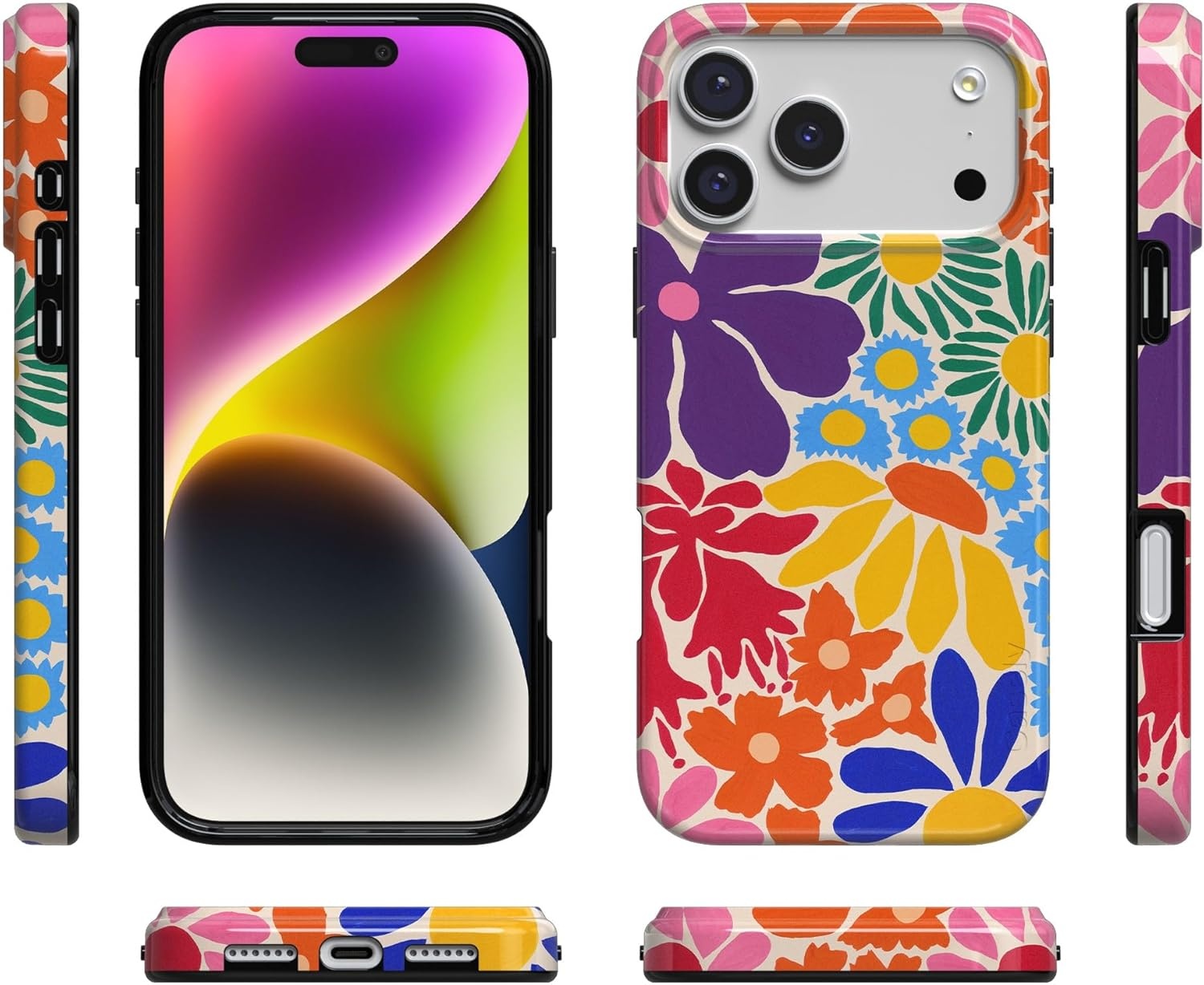 image:imageCasely iPhone 17 Pro Max Case Youre Dinomite Green Dinosaur Compatible with MagSafe Classic Ultra Thin DesignFlower Patch MultiColor Floral