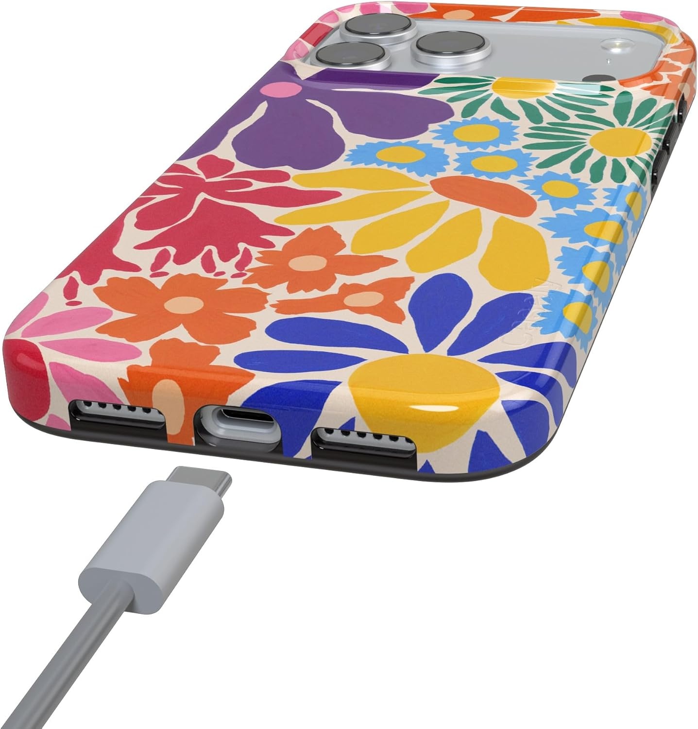 image:imageCasely iPhone 17 Pro Max Case Youre Dinomite Green Dinosaur Compatible with MagSafe Classic Ultra Thin DesignFlower Patch MultiColor Floral