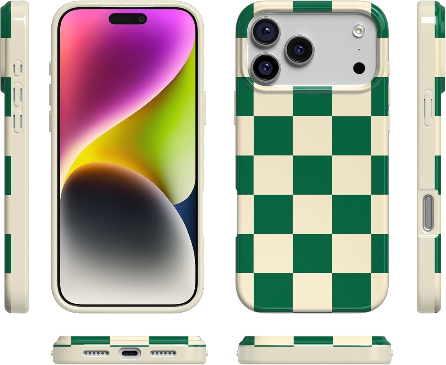 image:imageCasely iPhone 17 Pro Max Case Youre Dinomite Green Dinosaur Compatible with MagSafe Classic Ultra Thin DesignGreen Checkerboard Fit Check