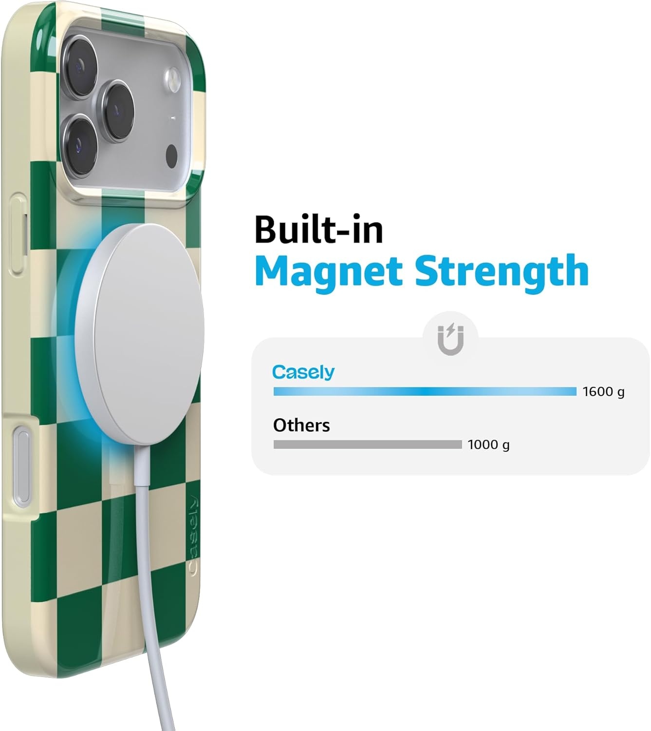 image:imageCasely iPhone 17 Pro Max Case Youre Dinomite Green Dinosaur Compatible with MagSafe Classic Ultra Thin DesignGreen Checkerboard Fit Check