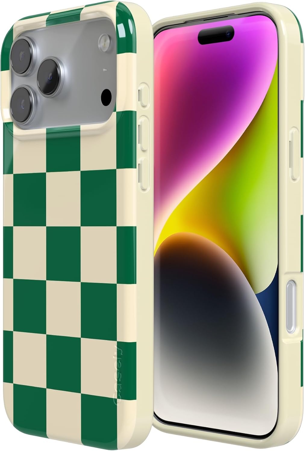 image:imageCasely iPhone 17 Pro Max Case Youre Dinomite Green Dinosaur Compatible with MagSafe Classic Ultra Thin DesignGreen Checkerboard Fit Check