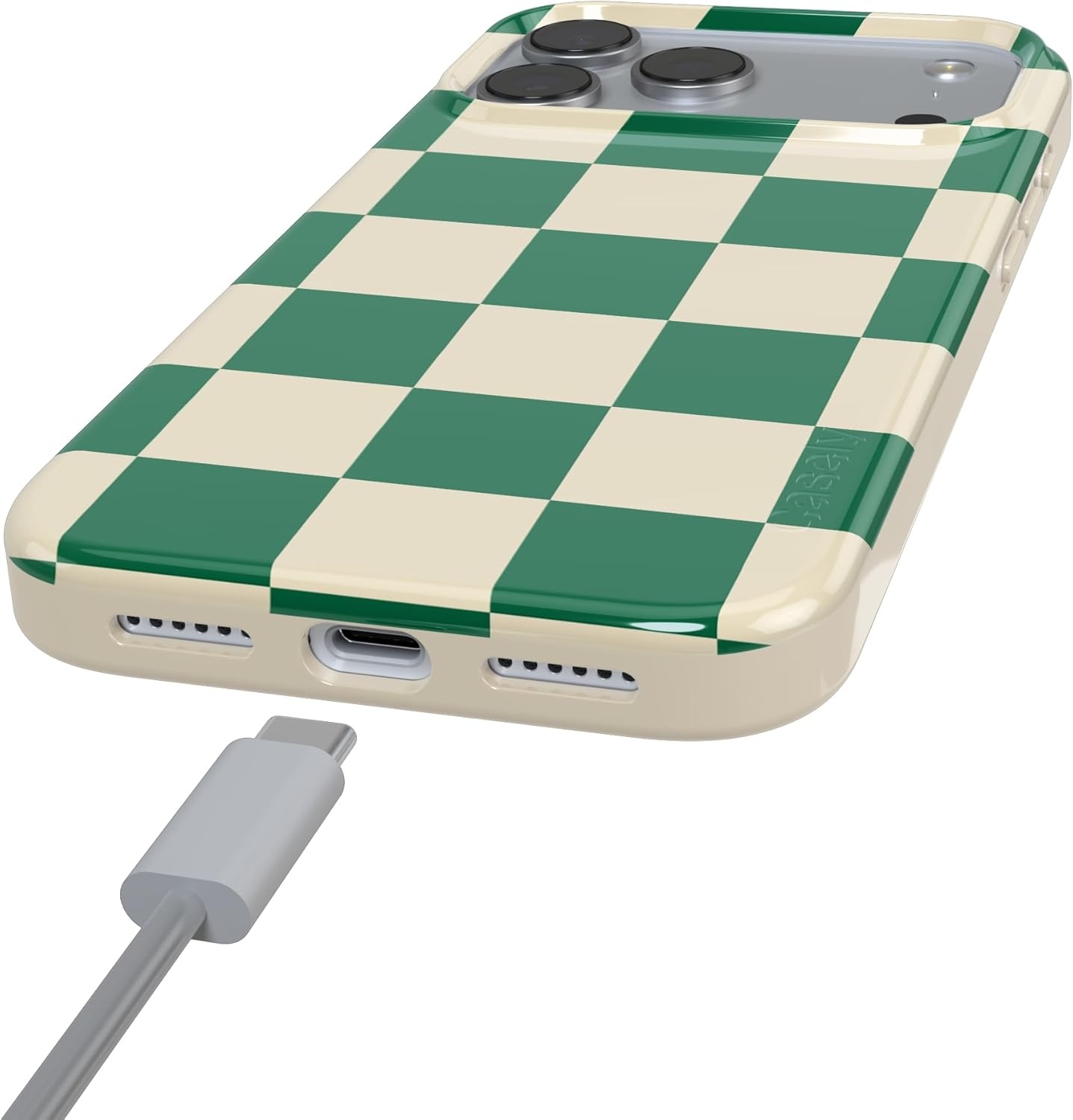 image:imageCasely iPhone 17 Pro Max Case Youre Dinomite Green Dinosaur Compatible with MagSafe Classic Ultra Thin DesignGreen Checkerboard Fit Check