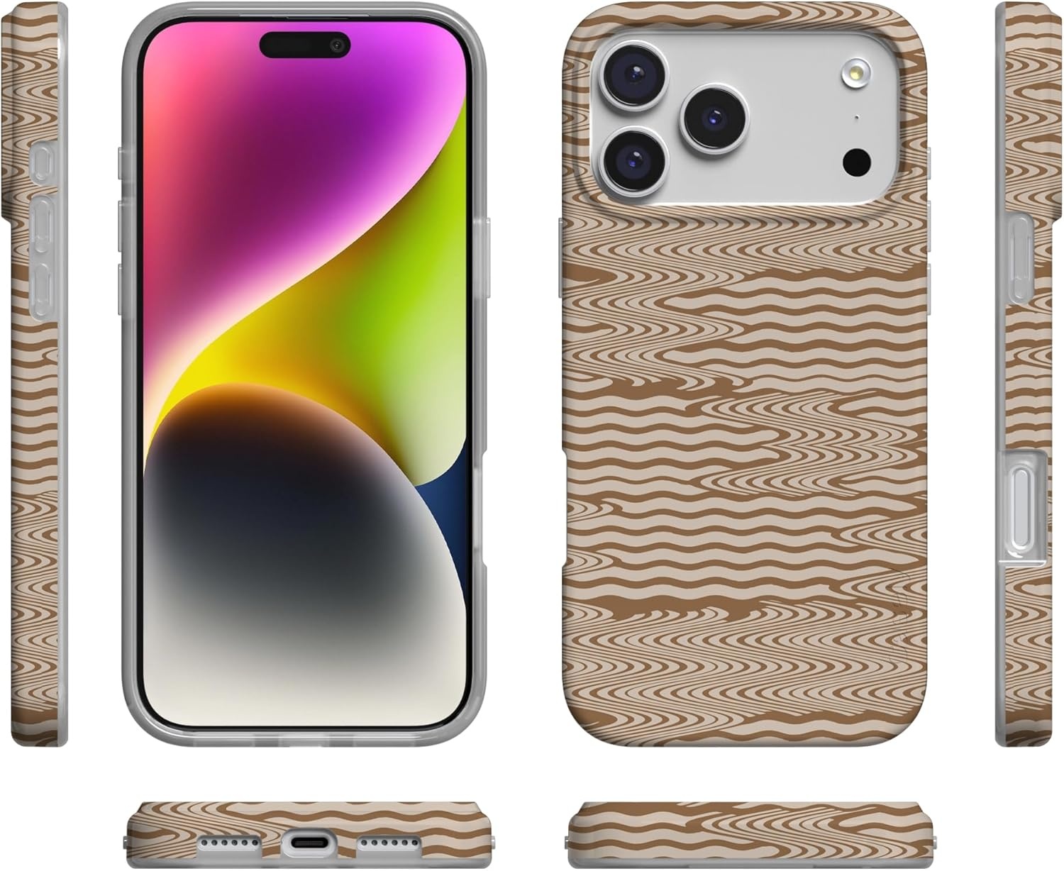 image:imageCasely iPhone 17 Pro Max Case Youre Dinomite Green Dinosaur Compatible with MagSafe Classic Ultra Thin DesignMocha Ripple Brown Waves