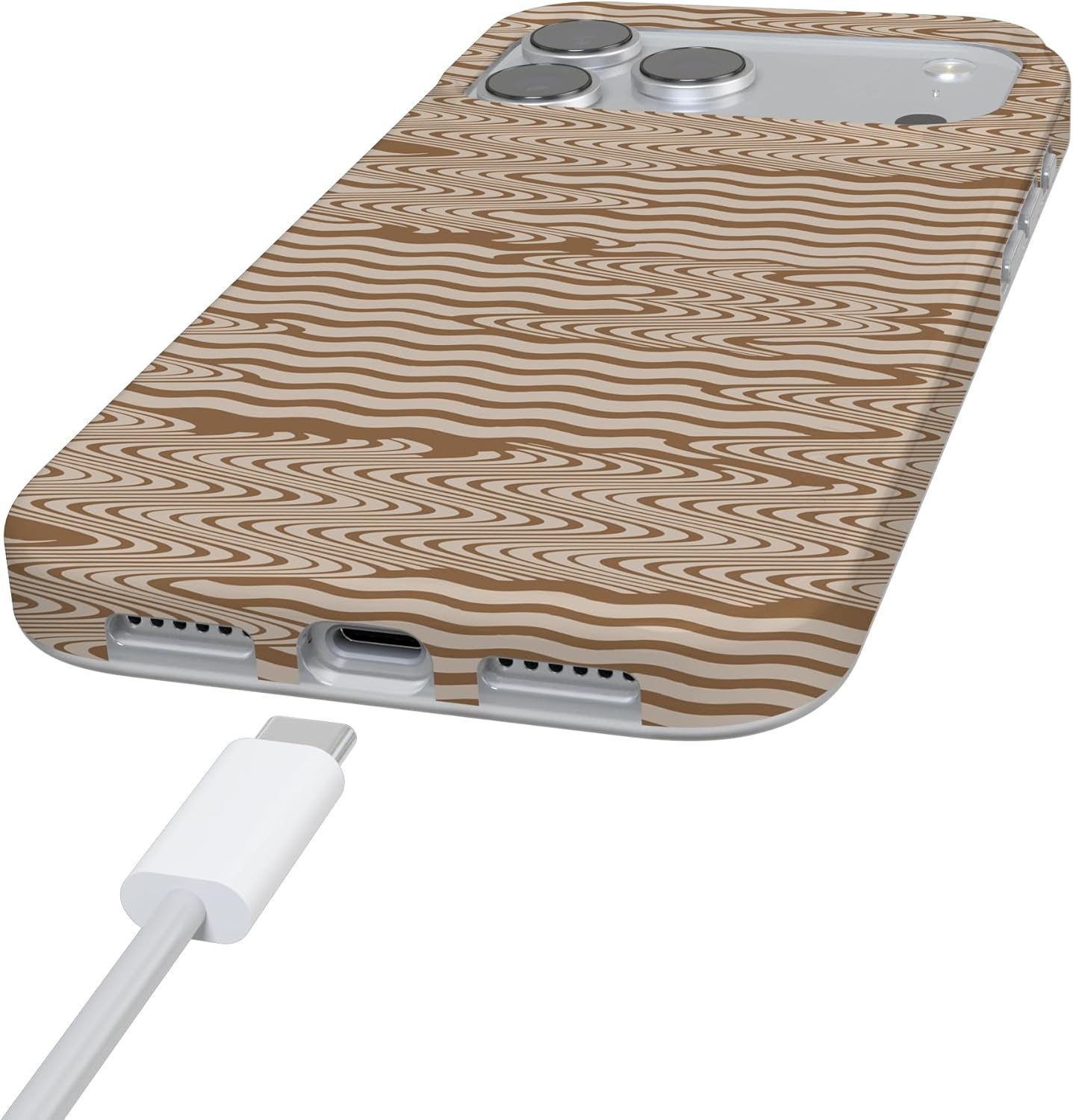 image:imageCasely iPhone 17 Pro Max Case Youre Dinomite Green Dinosaur Compatible with MagSafe Classic Ultra Thin DesignMocha Ripple Brown Waves