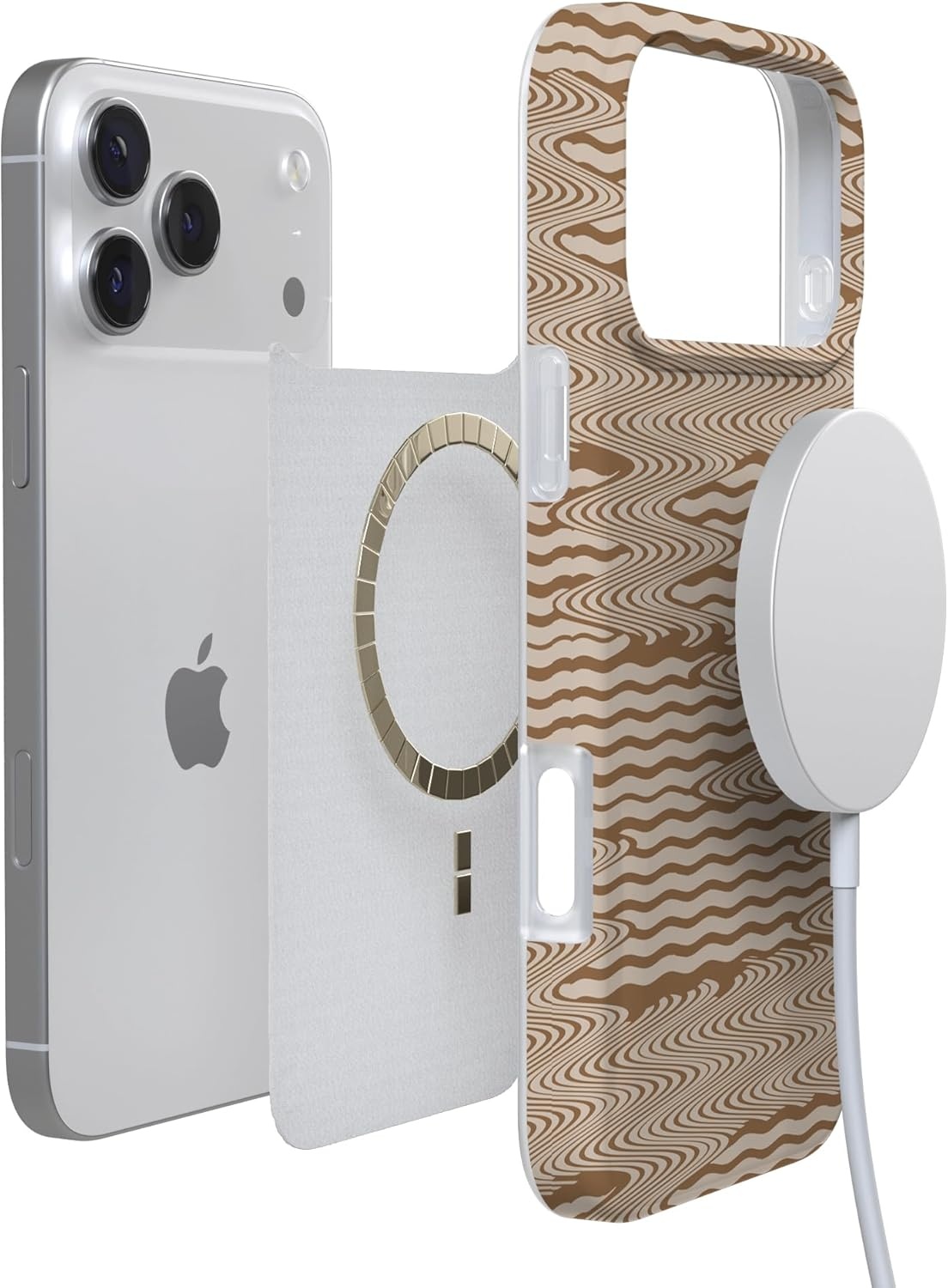 image:imageCasely iPhone 17 Pro Max Case Youre Dinomite Green Dinosaur Compatible with MagSafe Classic Ultra Thin DesignMocha Ripple Brown Waves
