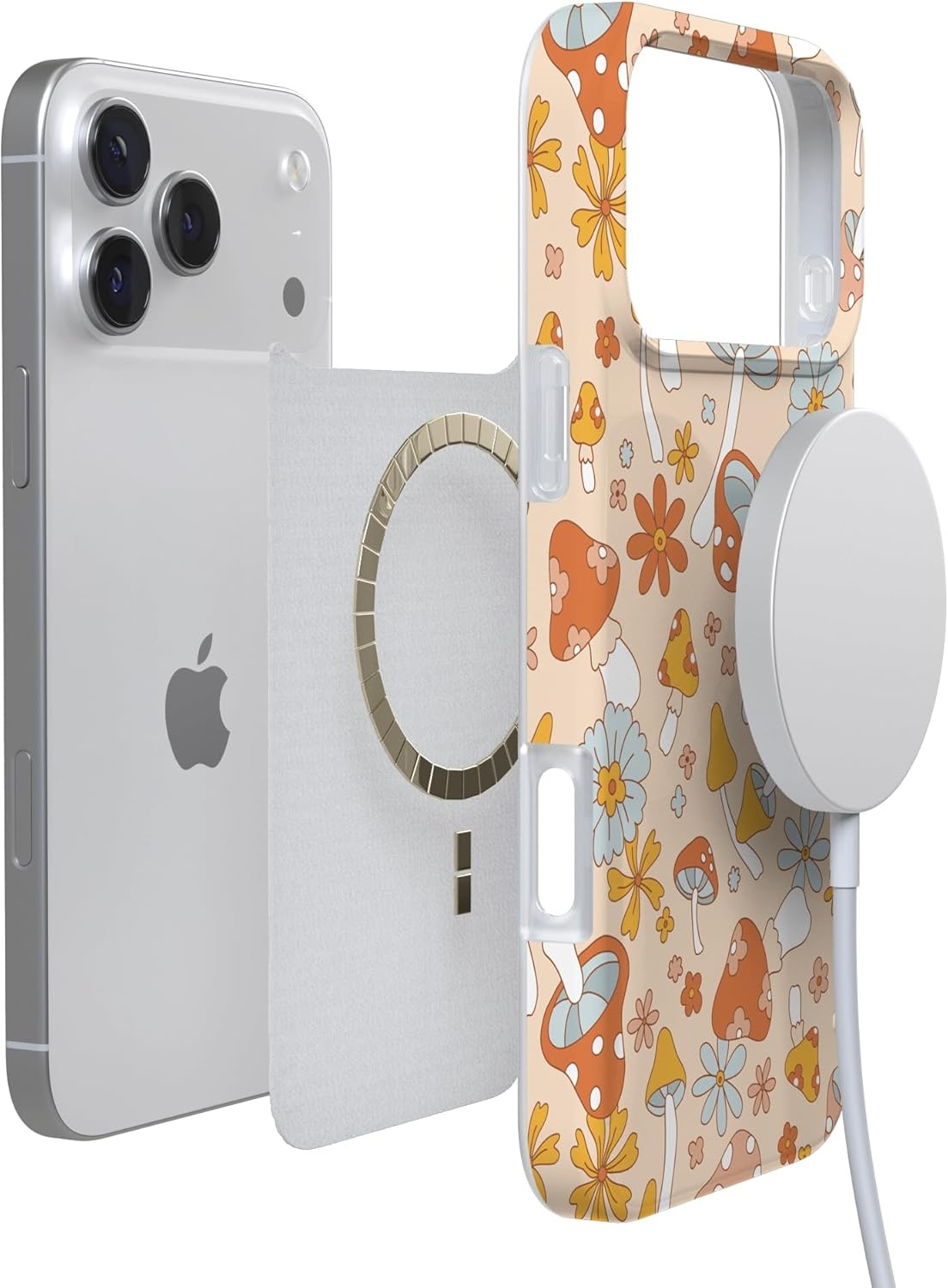 image:imageCasely iPhone 17 Pro Max Case Youre Dinomite Green Dinosaur Compatible with MagSafe Classic Ultra Thin DesignMushroom Magic Retro Floral