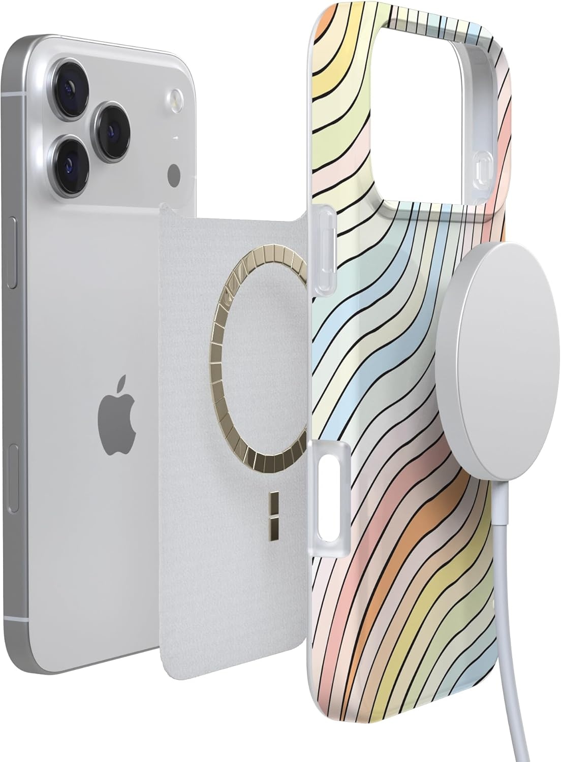 image:imageCasely iPhone 17 Pro Max Case Youre Dinomite Green Dinosaur Compatible with MagSafe Classic Ultra Thin DesignRide The Wave Pastel Rainbow Lined