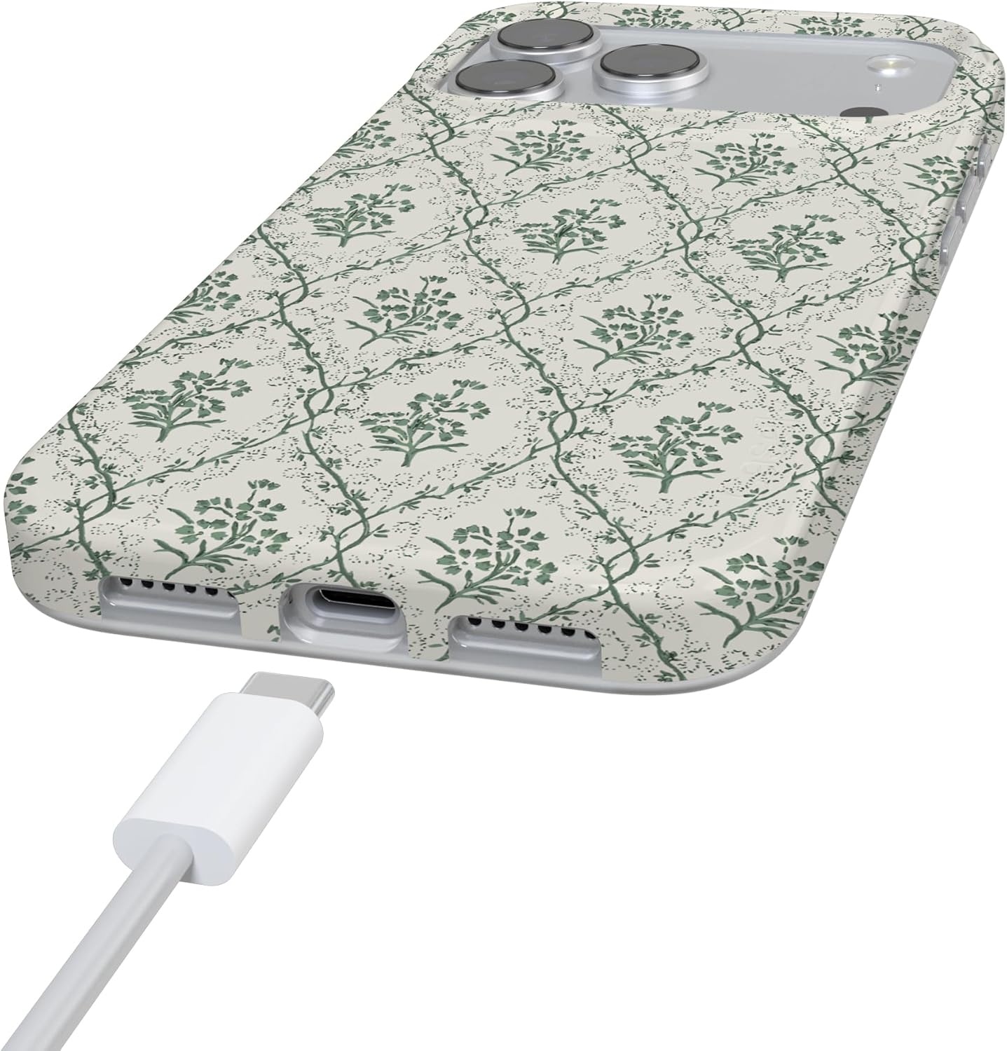 image:imageCasely iPhone 17 Pro Max Case Youre Dinomite Green Dinosaur Compatible with MagSafe Classic Ultra Thin DesignSage Tapestry Floral Vines