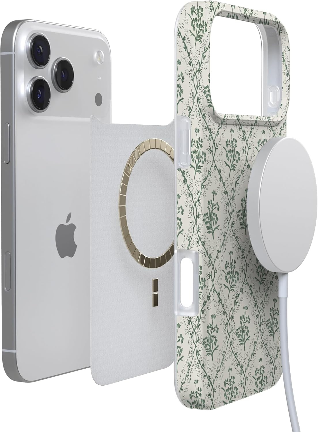 image:imageCasely iPhone 17 Pro Max Case Youre Dinomite Green Dinosaur Compatible with MagSafe Classic Ultra Thin DesignSage Tapestry Floral Vines