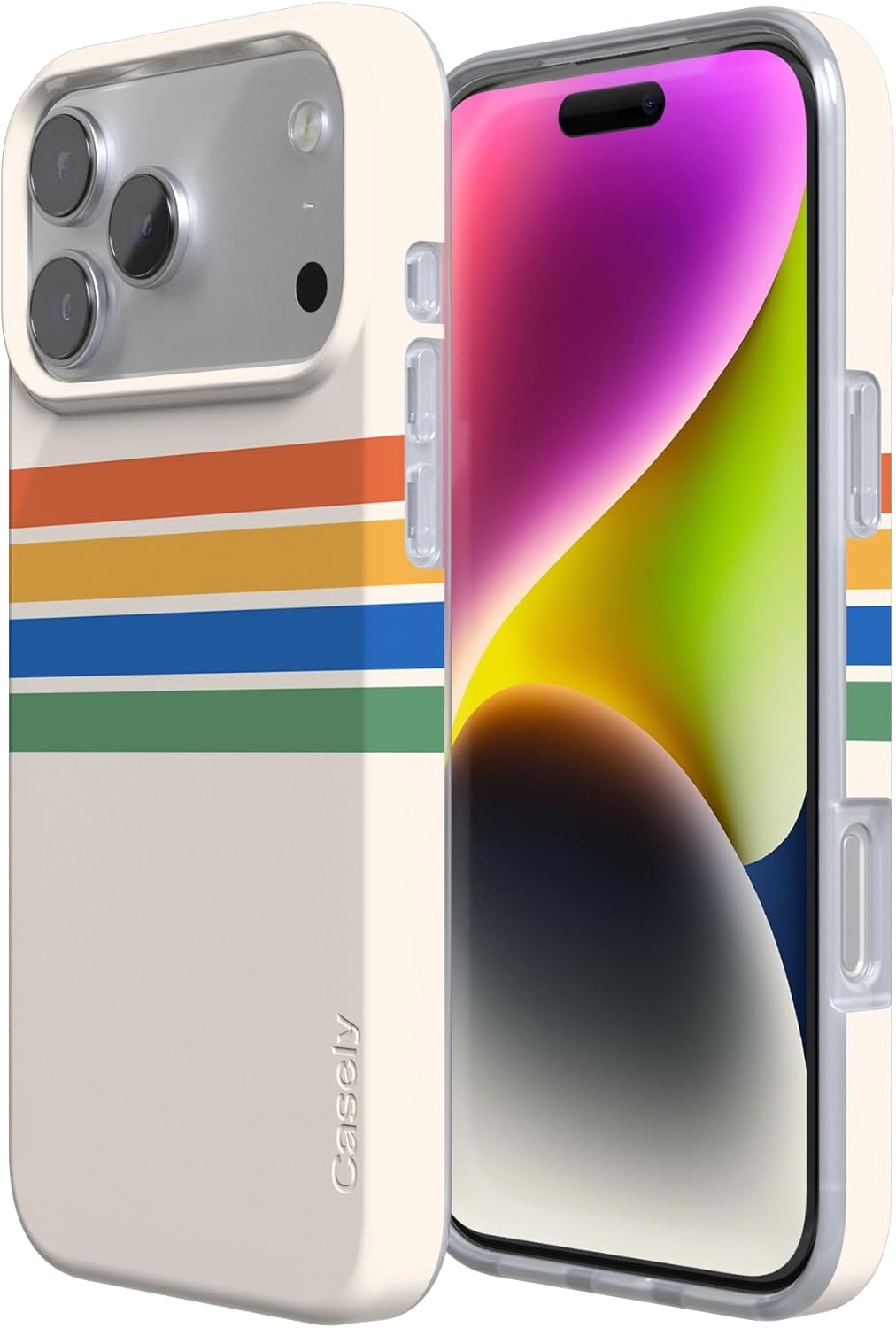 image:imageCasely iPhone 17 Pro Max Case Youre Dinomite Green Dinosaur Compatible with MagSafe Classic Ultra Thin DesignTotally Groovy Rainbow Stripes Color Block