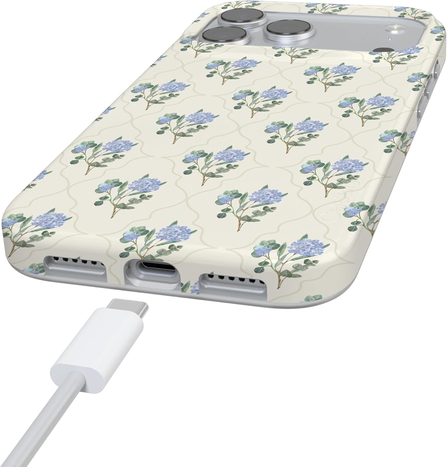 image:imageCasely iPhone 17 Pro Max Case Youre Dinomite Green Dinosaur Compatible with MagSafe Classic Ultra Thin DesignVintage Garden Blue Hydrangea