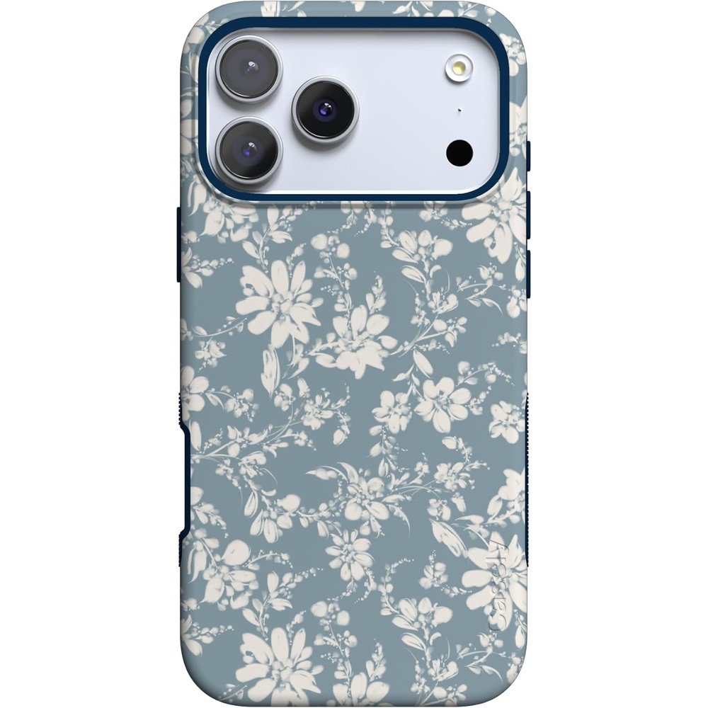 image:imageCasely iPhone 17 Pro Max Case Afternoon Tea Blue Floral Bold Protective Design Compatible with MagSafe