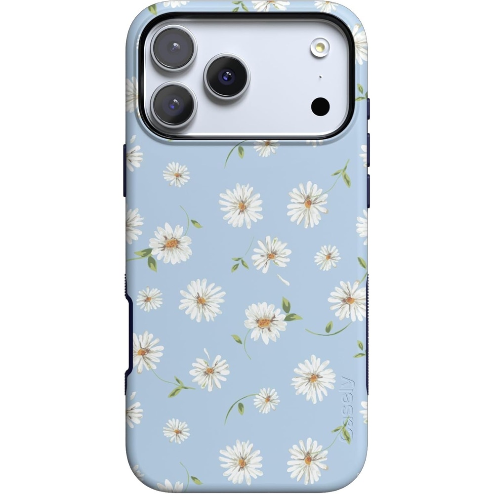 image:imageCasely iPhone 17 Pro Max Case Blue amp White Floral Rose to Fame Bold Protective Design Compatible with MagSafeDaisy Daydream Baby Blue Floral