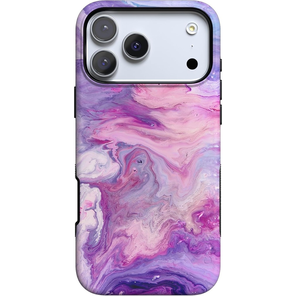 image:imageCasely iPhone 17 Pro Max Case Blue amp White Floral Rose to Fame Bold Protective Design Compatible with MagSafeTie Dying Over You Purple Marble