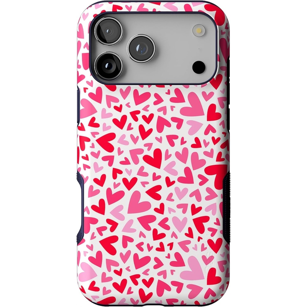 image:imageCasely iPhone 17 Pro Max Case Blue amp White Floral Rose to Fame Bold Protective Design Compatible with MagSafeXOXO Candy Hearts