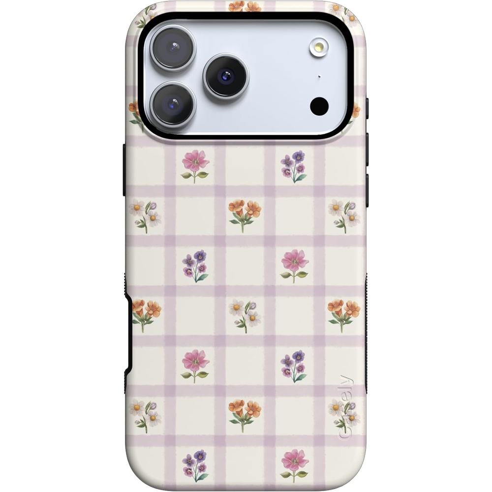 image:imageCasely iPhone 17 Pro Max Case Meadow Check Floral Gingham Bold Protective Design Compatible with MagSafe