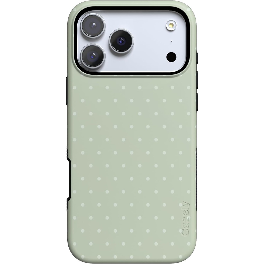 image:imageCasely iPhone 17 Pro Max Case On the Dot Green Polka Dot Bold Protective Design Compatible with MagSafe