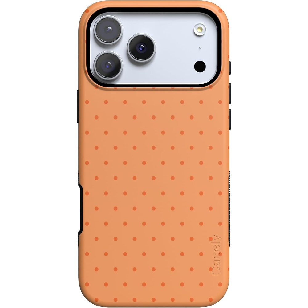 image:imageCasely iPhone 17 Pro Max Case On the Dot Orange Polka Dot Bold Protective Design Compatible with MagSafe