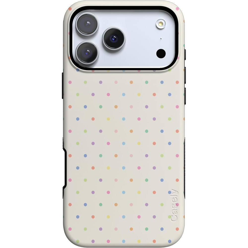 image:imageCasely iPhone 17 Pro Max Case On the Dot Rainbow Polka Dot Bold Protective Design Compatible with MagSafe